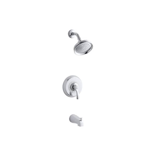 KOHLER Fairfax 1-Handle Wall-Mount Bath and Shower Trim Kit in Polished Chrome (Valve Not Included)