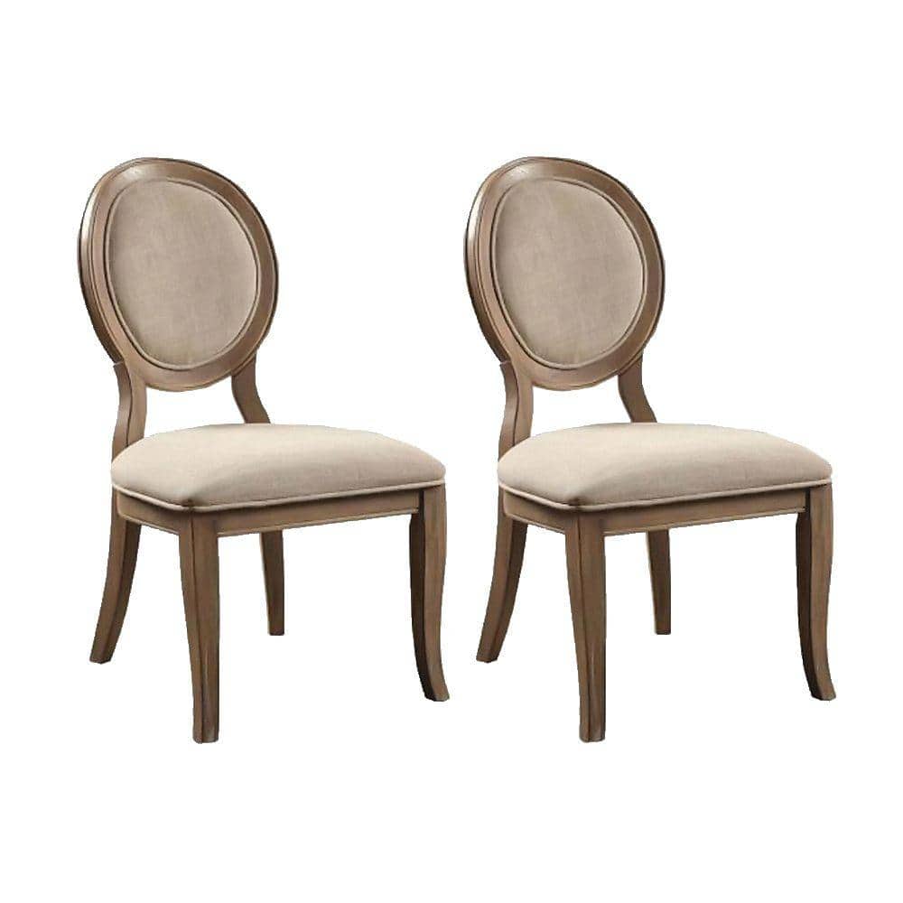 Siobhan Rustic Dark Oak and Ivory Linen Side Chair