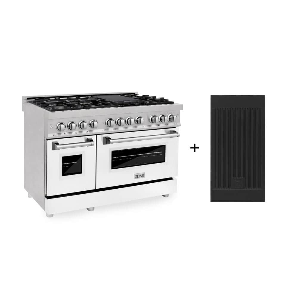 48 in. Legacy Dual Fuel Range with 7 Burners and 2 Electric Ovens in Satin Steel with White Matte Doors and Griddle price history on PriceWatchPro
