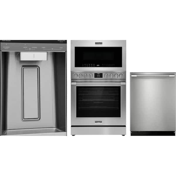 22 cu. ft. Counter Depth Refrigerator with 5 Burner Slide-In Electric Range and 7-Cycle Dishwasher in Stainless Steel
