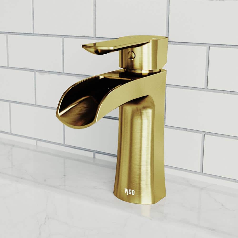 Paloma Matte Brushed Gold Single-Hole Waterfall Bathroom Faucet