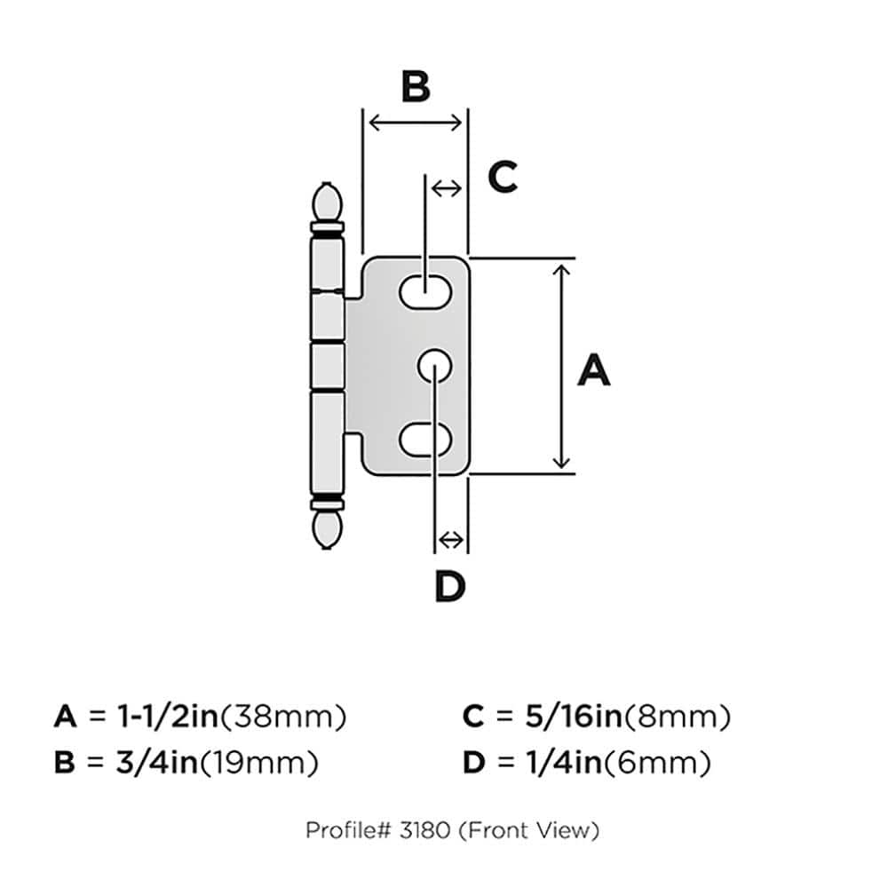 Champagne Bronze 3/4 Inch Door Thickness Cabinet Hinge