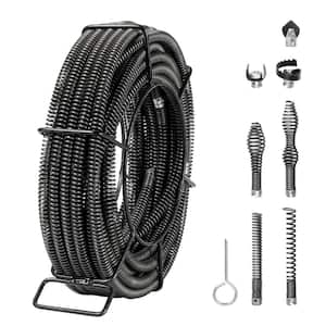 Drain Cleaning Cable 66 ft. x 5/8 in. Hollow Core Sewer Drain Auger Cable with 7 Cutters for Sink 0.8in. to 3.9 in. Pipe