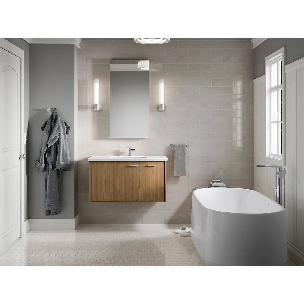 Walnut Flax 36" Wall-Hung Bathroom Vanity with White Top