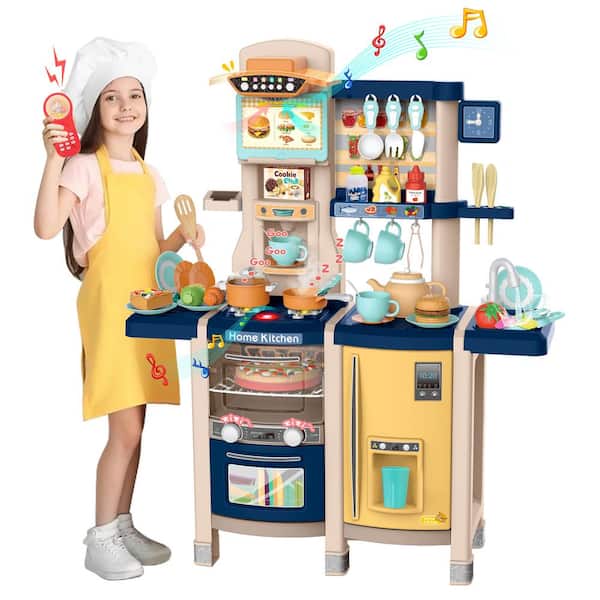 Simulation Kitchen Set Cook Electric Appliance Pretend Play Toy w/ Sound Lights 