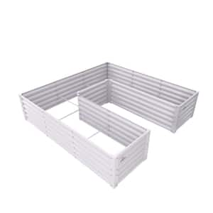 6 ft.. L x 6 ft.. W x 1.5 ft.. H White U-Shaped Steel Outdoor Garden Bed, Planter Box, Anti-Rust and Easy-Setup