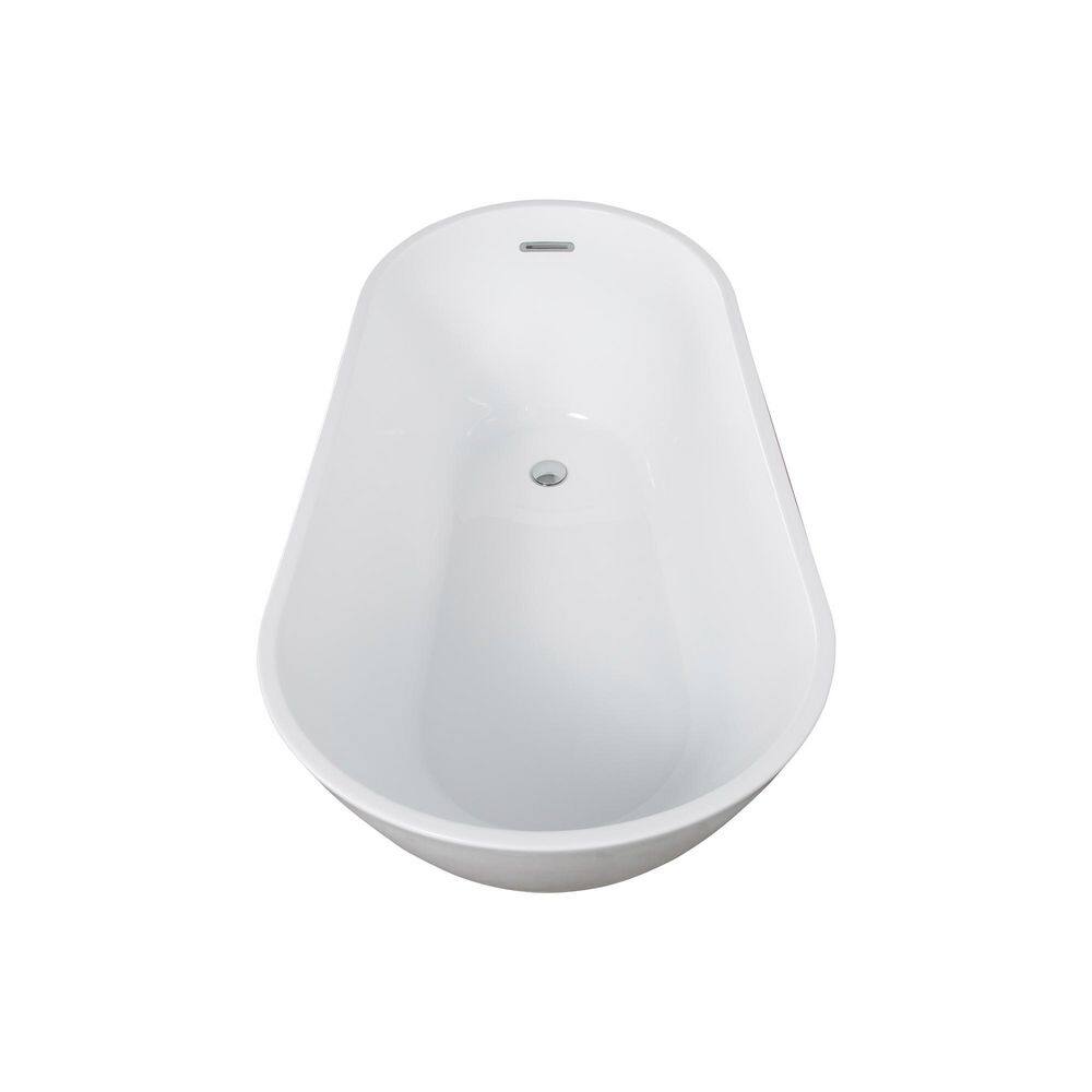 55'' White Acrylic Freestanding Single Slipper Bathtub