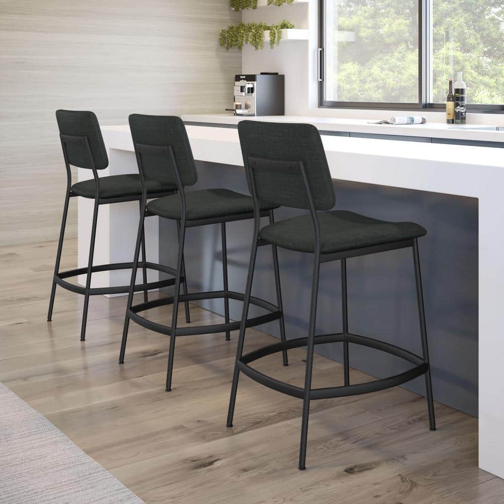 Sullivan Chic 26'' Black Metal Counter Stool with Polyester Seat