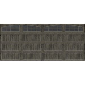 Gallery Collection 16 ft. x 7 ft. 18.4 R-Value Intellicore Insulated Ultra-Grain Slate Garage Door with Arch Window