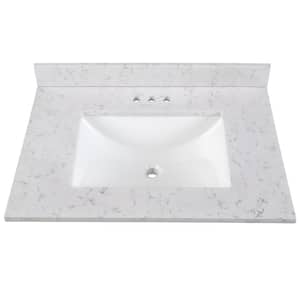 31 in. W x 22 in. D Engineered Stone Composite White Rectangular Single Sink Vanity Top in Pulsar