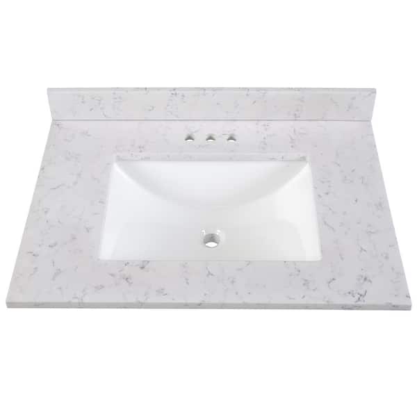 Home Decorators Collection 31 in. Stone Effects Vanity Top in Pulsar with White Sink