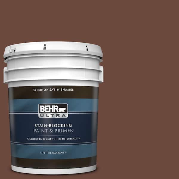 BEHR ULTRA 5 gal. #BXC-45 Classic Brown Satin Enamel Exterior Paint & Primer