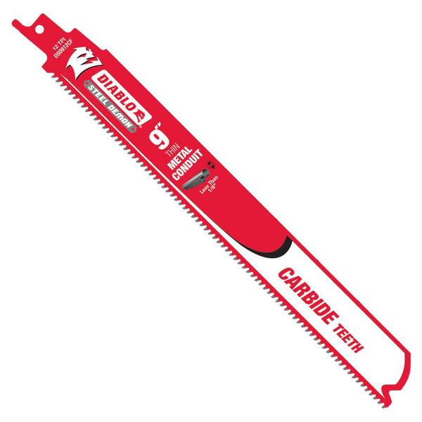 DIABLO 9 in. 12 TPI Steel Demon Carbide Teeth Reciprocating Saw Blade for Thin Metal Conduit DS0912CF The Home Depot