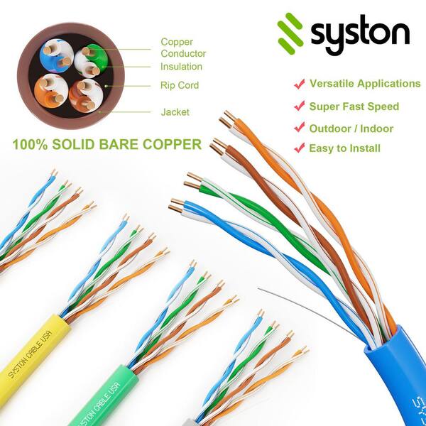 Kenable Cavo Di Rete Ethernet CAT5e Esterno In Rame UTP, 50 Metri, Colore Nero, Bobina Per Esterni