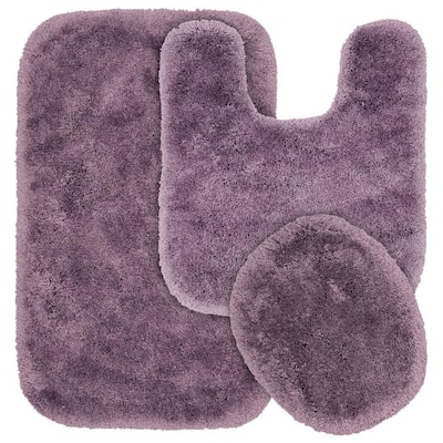 Finest Luxury Purple 3-Piece Washable Bathroom Rug Set