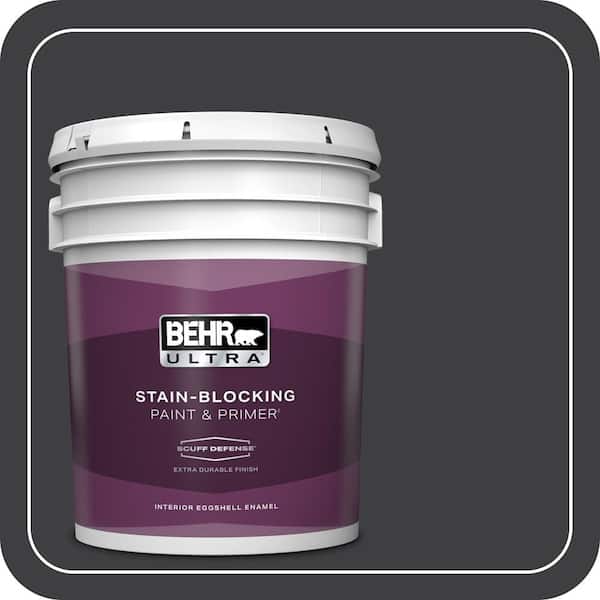 BEHR ULTRA 5 gal. #ECC-10-2 Jet Black Extra Durable Eggshell Enamel Interior Paint & Primer