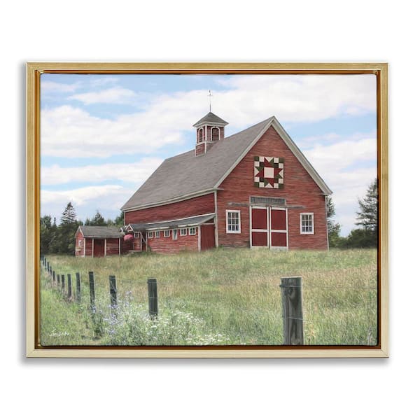 Stupell Industries Rustic Barn Fence Posts by Lori Deiter Gold Floater Frame Nature Graphic Art Print 17 in. x 21 in.