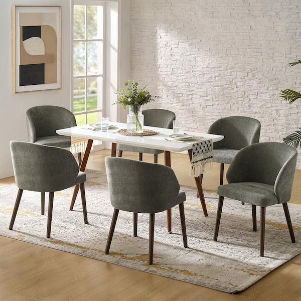 JAYDEN CREATION Yuri Gray Polyester Dining Chair Set of 6