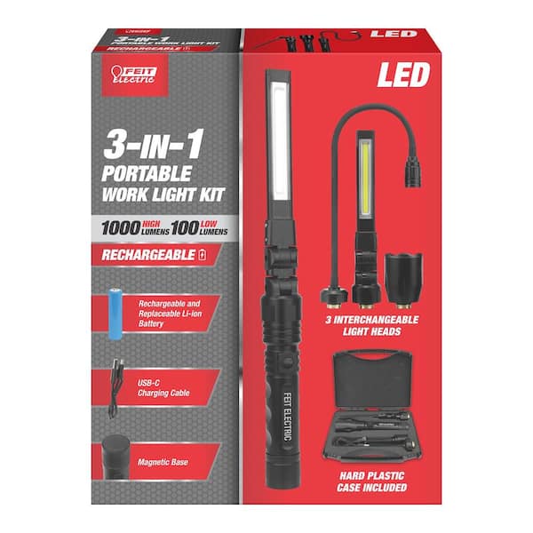 Rechargeable LED Work Light, Elbourn 3 Pack LED Work Flashlight