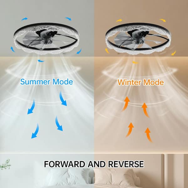 24 in. W Decorative Black LED Ceiling Fan Light with Remote Control, APP for Bedrooms, Living Rooms, and Offices (D)