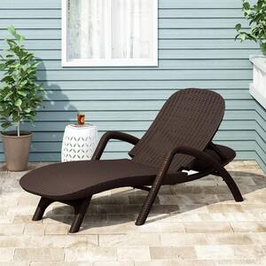 76.5 in. Wicker Outdoor Adjustable Backrest Chaise Lounge