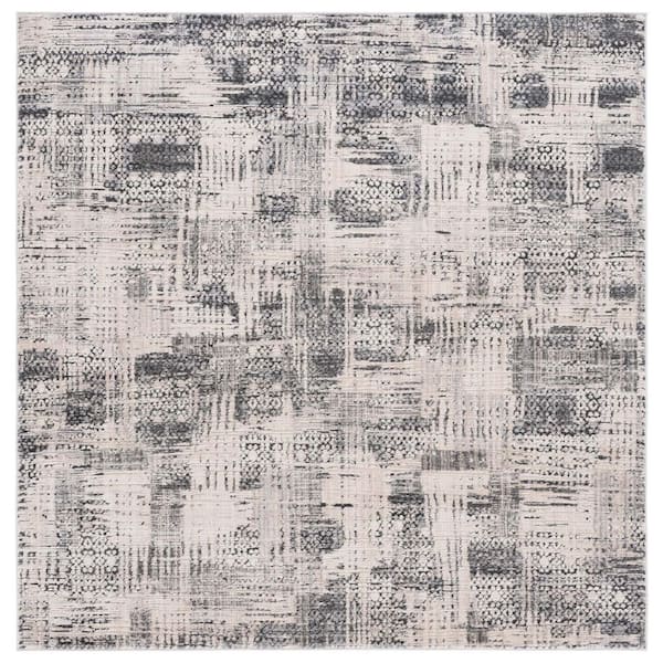 SAFAVIEH Whisper 7 ft. x 7 ft. Gray/Light Gray Distressed Abstract Square Area Rug