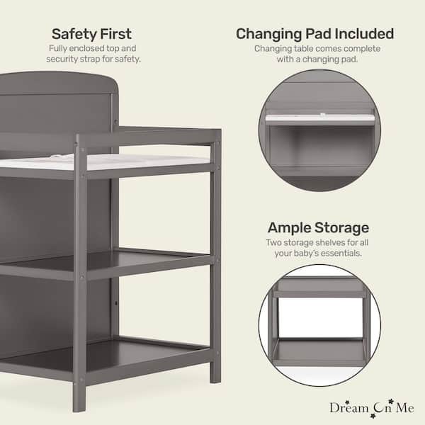 Dream On Me Anna 4-in-1 Steel Grey Crib and Changing Table Combo