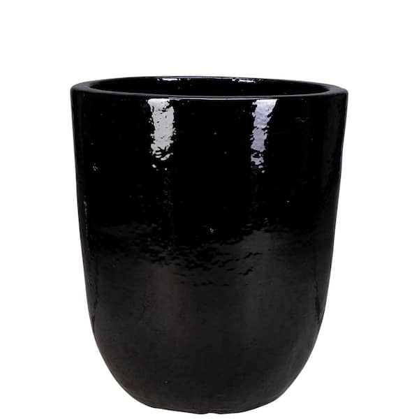 Unbranded 15 in x 19 in. Ceramic Tall Vestro Black Decorative Planter