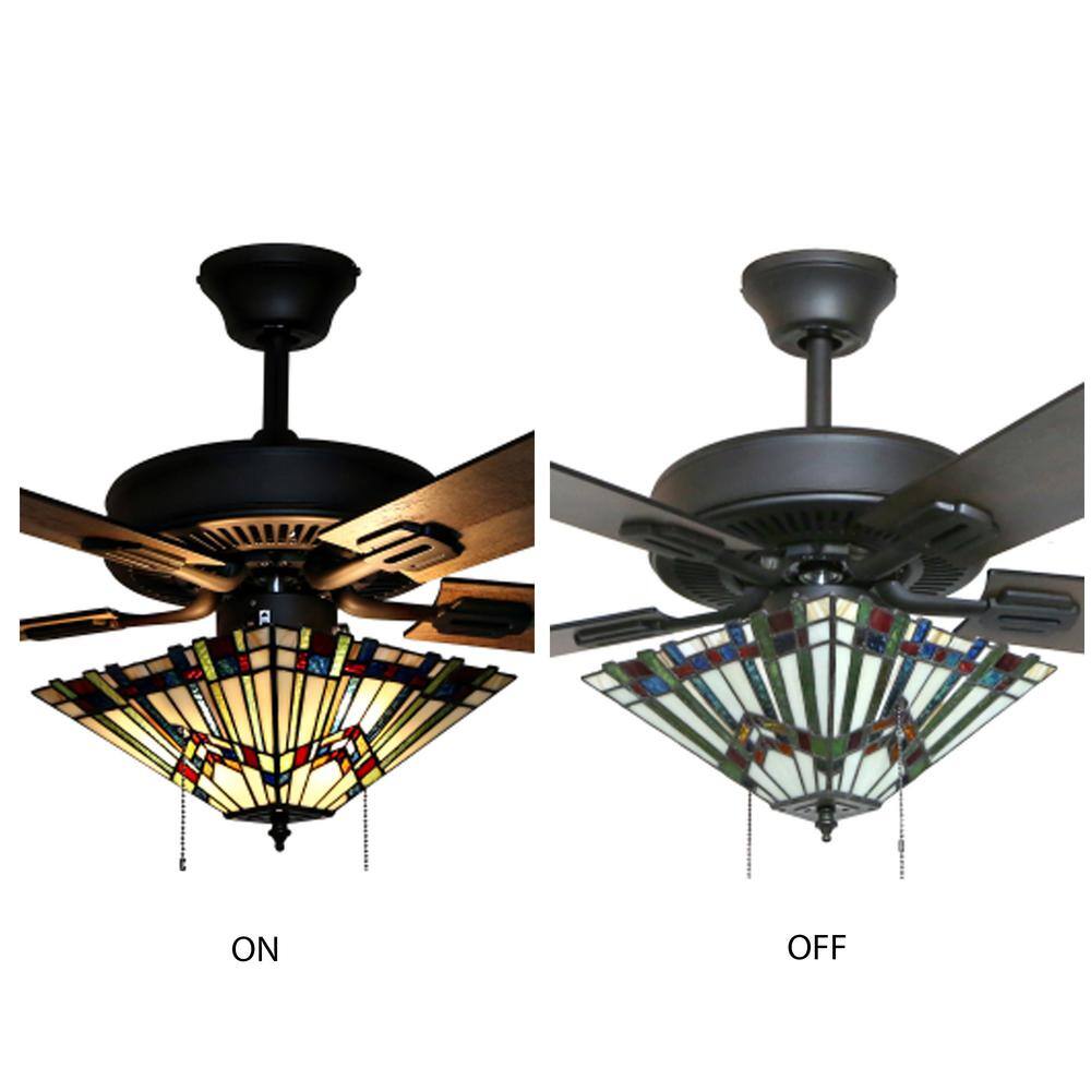 52" Oil-Rubbed Bronze Stained Glass LED Ceiling Fan