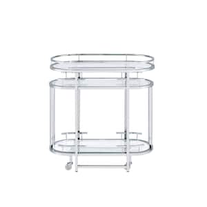 Transparent and Tempered Glass Kitchen Serving Cart