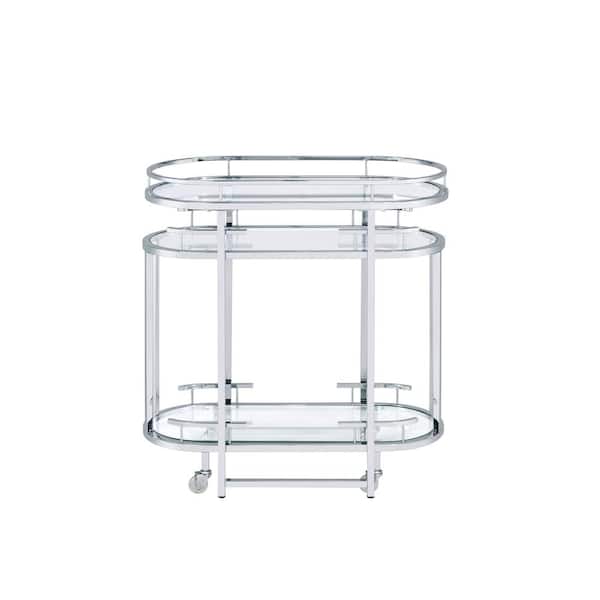 Unbranded Transparent and Tempered Glass Kitchen Serving Cart