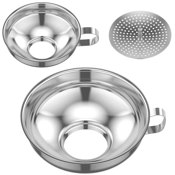3-Pack Stainless Steel Canning Funnel with Strainer, Wide-Mouth Funnels for Kitchen Use, Canning Supplies Kit