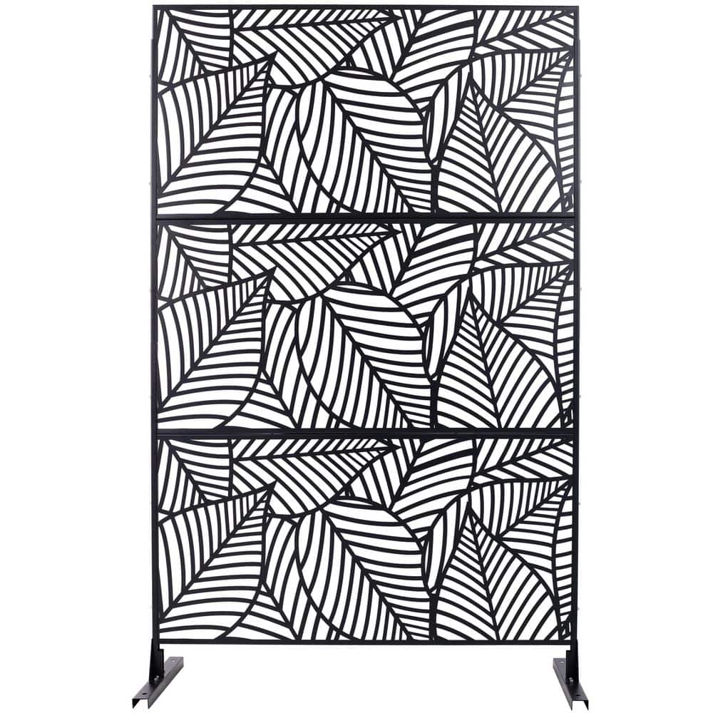76 in. H x 48 in. W Black Steel Outdoor Privacy Fence Screen for Deck Balcony Patio price history on PriceWatchPro
