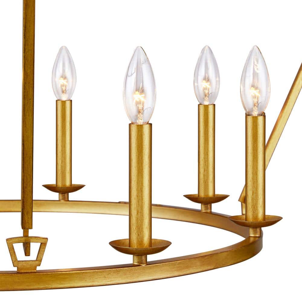 Gold 2-Tier Brass Candle-Style Chandelier with 20 Lights