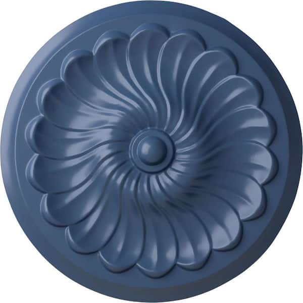 Ekena Millwork 2-1/4" x 12-1/4" x 12-1/4" Polyurethane Flower Spiral Ceiling Medallion, Hand-Painted Americana