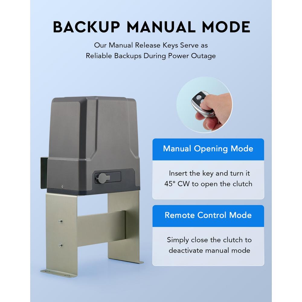 Gray 170W Sliding Gate Opener Kit with Remote Control