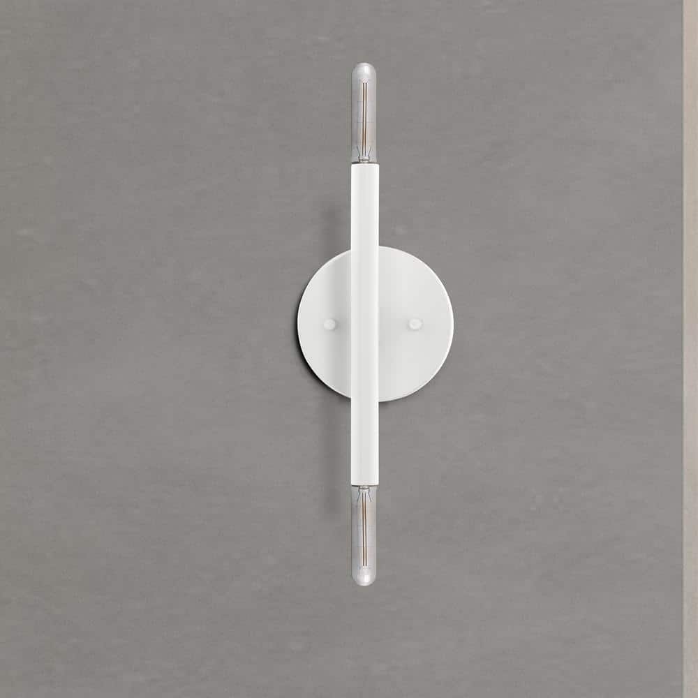 Copenhagen Mid-Century Modern White Chrome 2-Light Wall Sconce