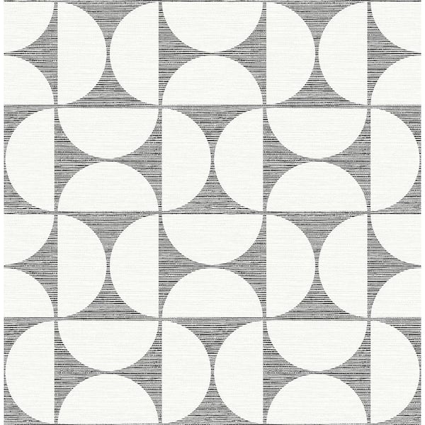 Brewster Deedee Black Geometric Faux Grasscloth Black Paper Strippable Roll (Covers 56.4 sq. ft.)