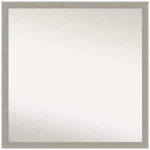 Woodgrain Stripe Grey 28 in. x 28 in. Non-Beveled Casual Square Wood Framed Wall Mirror in Gray