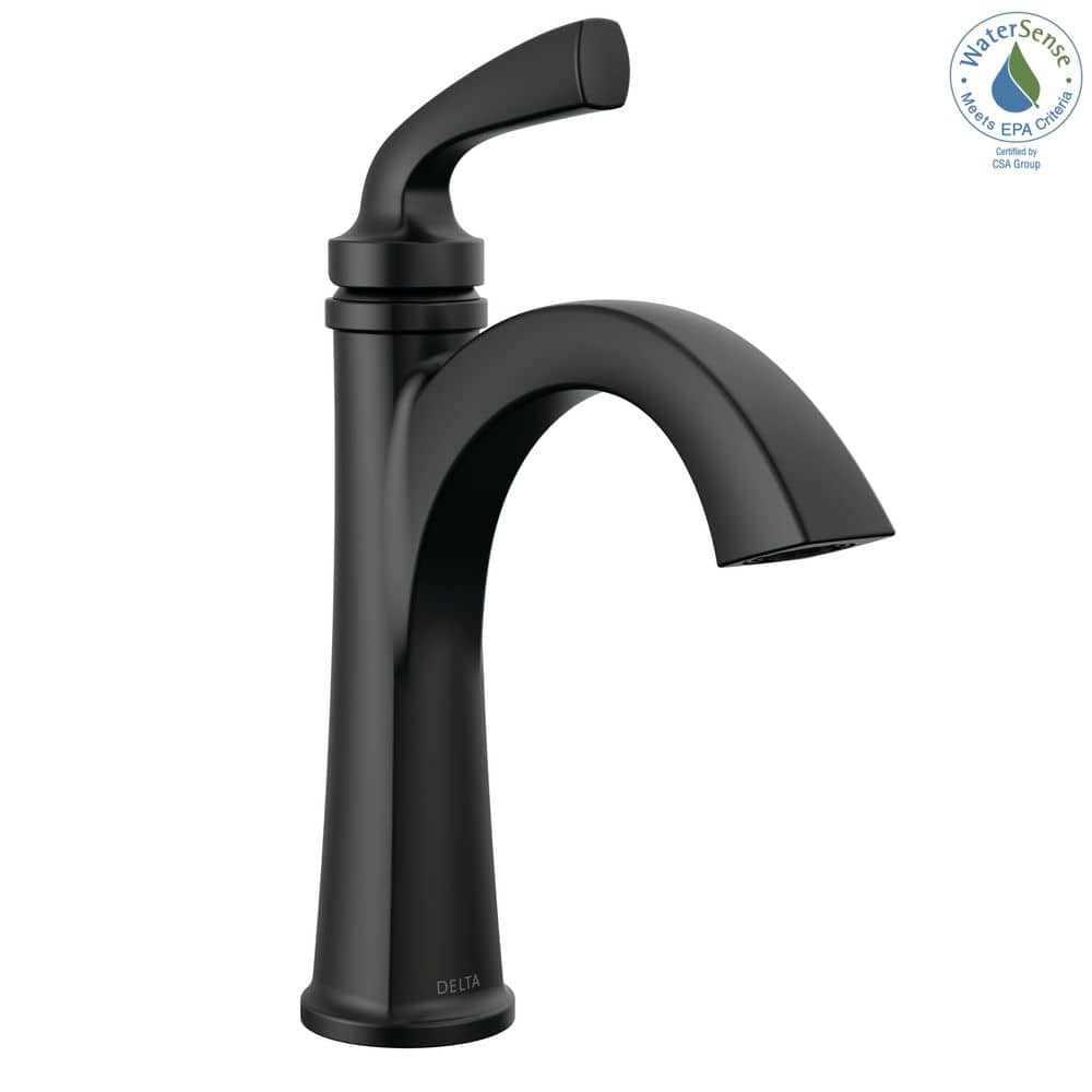 Matte Black Single Handle Bathroom Faucet with Deck Plate