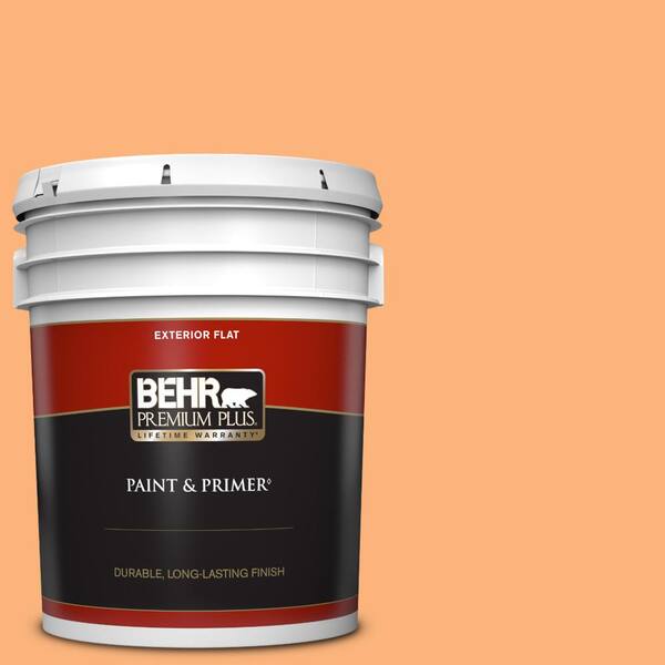 BEHR PREMIUM PLUS 5 gal. #P220-5 Fuzzy Peach Flat Exterior Paint & Primer
