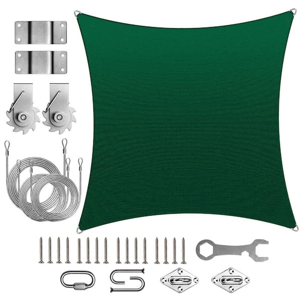 ROYAL SHADE Pro Ring 16 ft. x 16 ft. Square Sun Shade Sail with Hardware TAWAL-Green