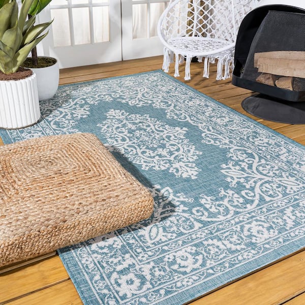 Toulouse Solid Color Machine Tufted Polyester Indoor / Outdoor Area Rug in Indigo Blue Set Eider & Ivory Rug Size: Rectangle 2' x 4