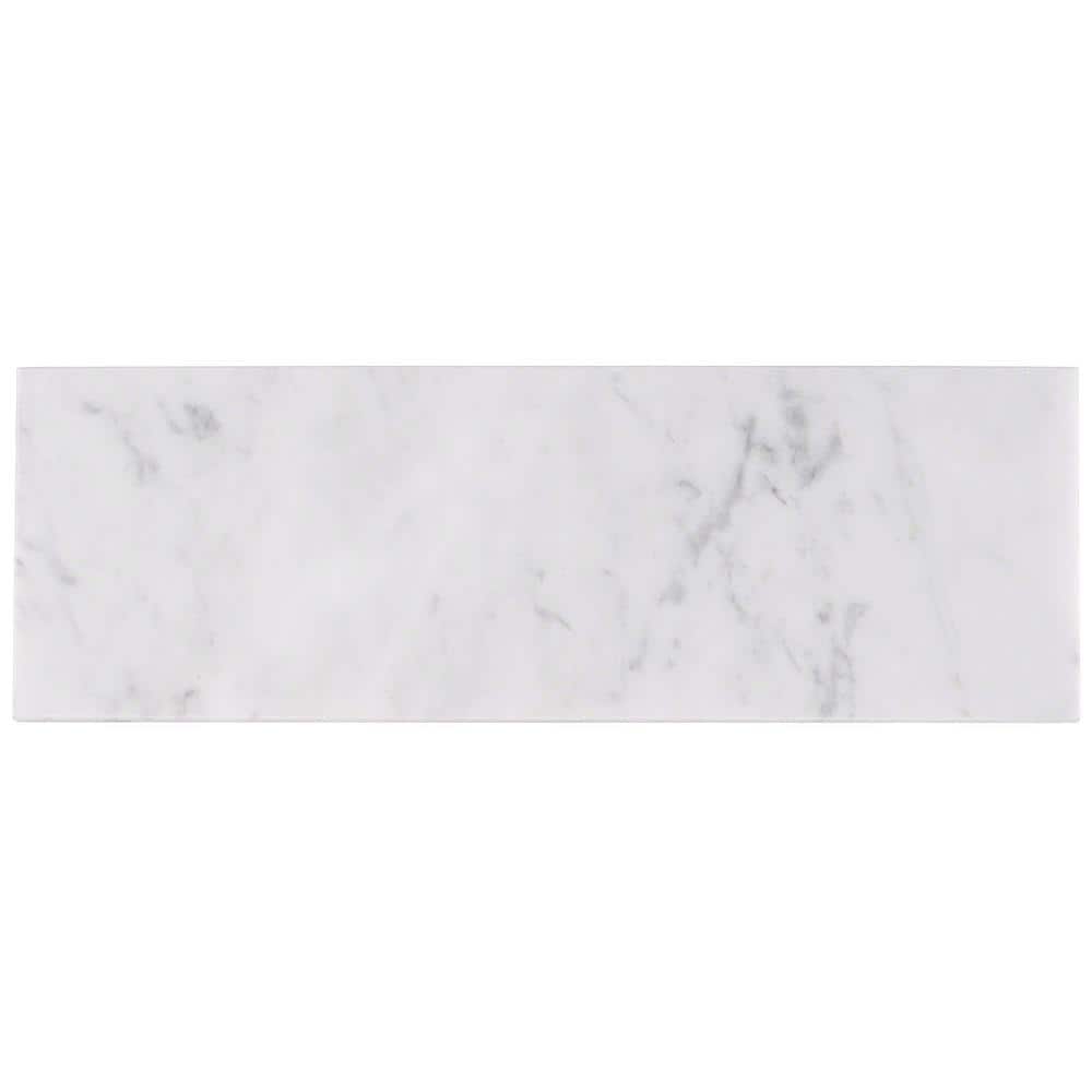 Carrara White Polished Marble 4x12 Subway Tile