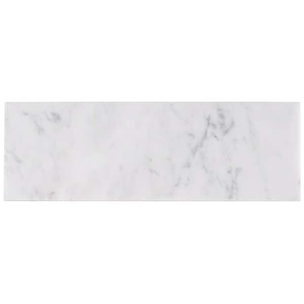 Ivy Hill Tile White Carrara 4 in. x 12 in. x 9mm Polished Marble Subway Tile (30 pieces / 10 sq. ft. / box) Ivy Hill Tile White Carrara 4 in. x 12 in. x 9mm Polished Marble Subway Tile (30 pieces / 10 sq. ft. / box)