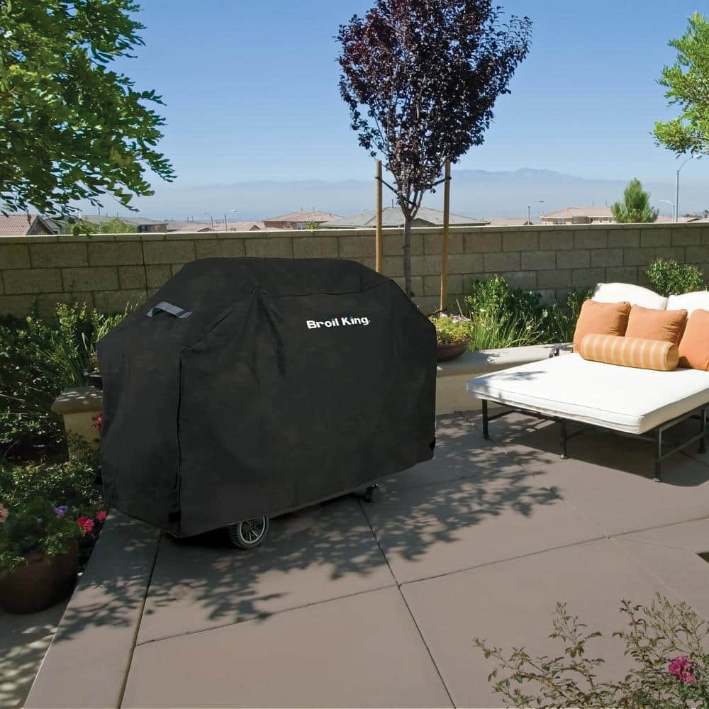 Black PVC and Polyester Cart-Style Grill Cover