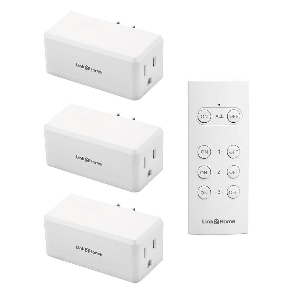 Link2Home Wireless Indoor Remote Control Outlet Switch with 3 RCVs and 1 Remote