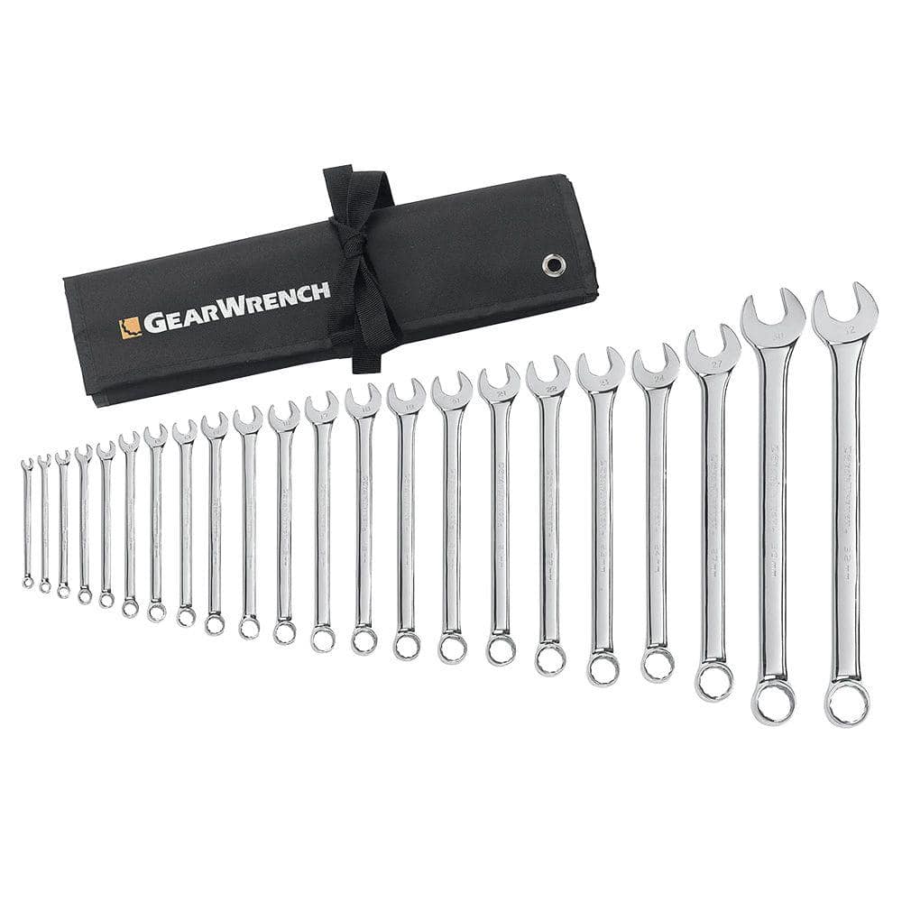 GEARWRENCH 12-Point Metric Long Pattern Combination Wrench Set with Roll  (22-Piece) 81916 - The Home Depot