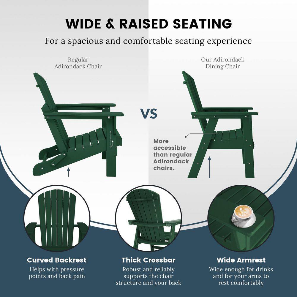 Altura Dark Green HDPE Adirondack Dining Chair