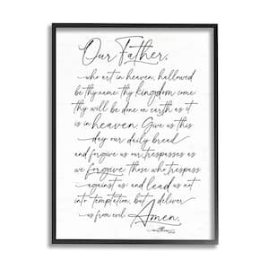 Our Father Reading Spiritual Scripture Design by Lettered and Lined Framed Religious Art Print 20 in. x 16 in.